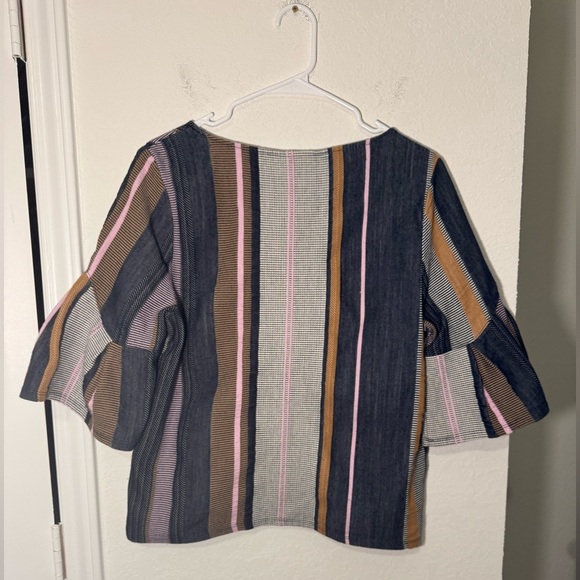 Anthropologie Dolan Left Coast Collection Multicolor Striped Bell Sleeve Blouse - Picture 9 of 10